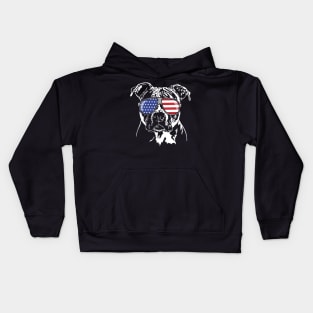 Proud American Staffordshire Terrier American Flag sunglasses Kids Hoodie